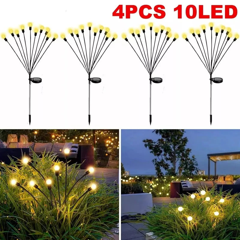 lampe solaire led 10 led multicolore noir blanc moderne extérieur jardin decoration nocturne piquetbranches