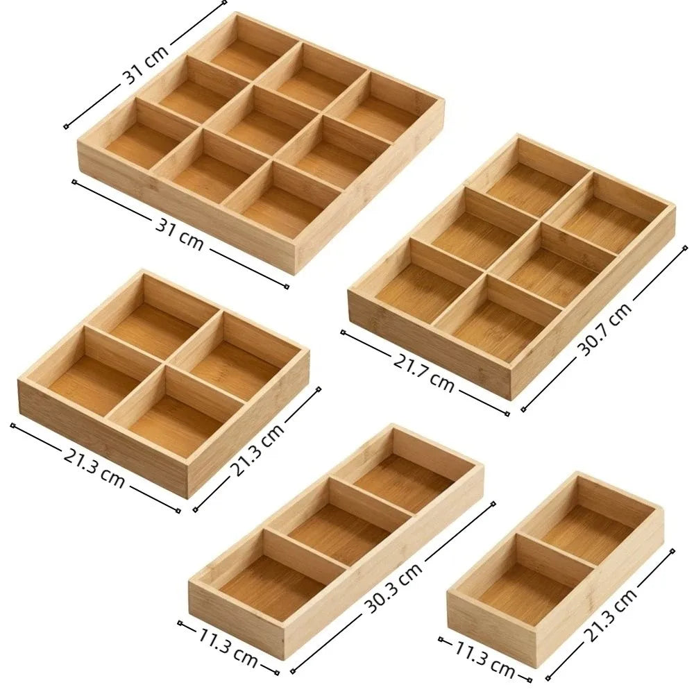 boîte compartiments bois clair minimaliste fruits légumes thé