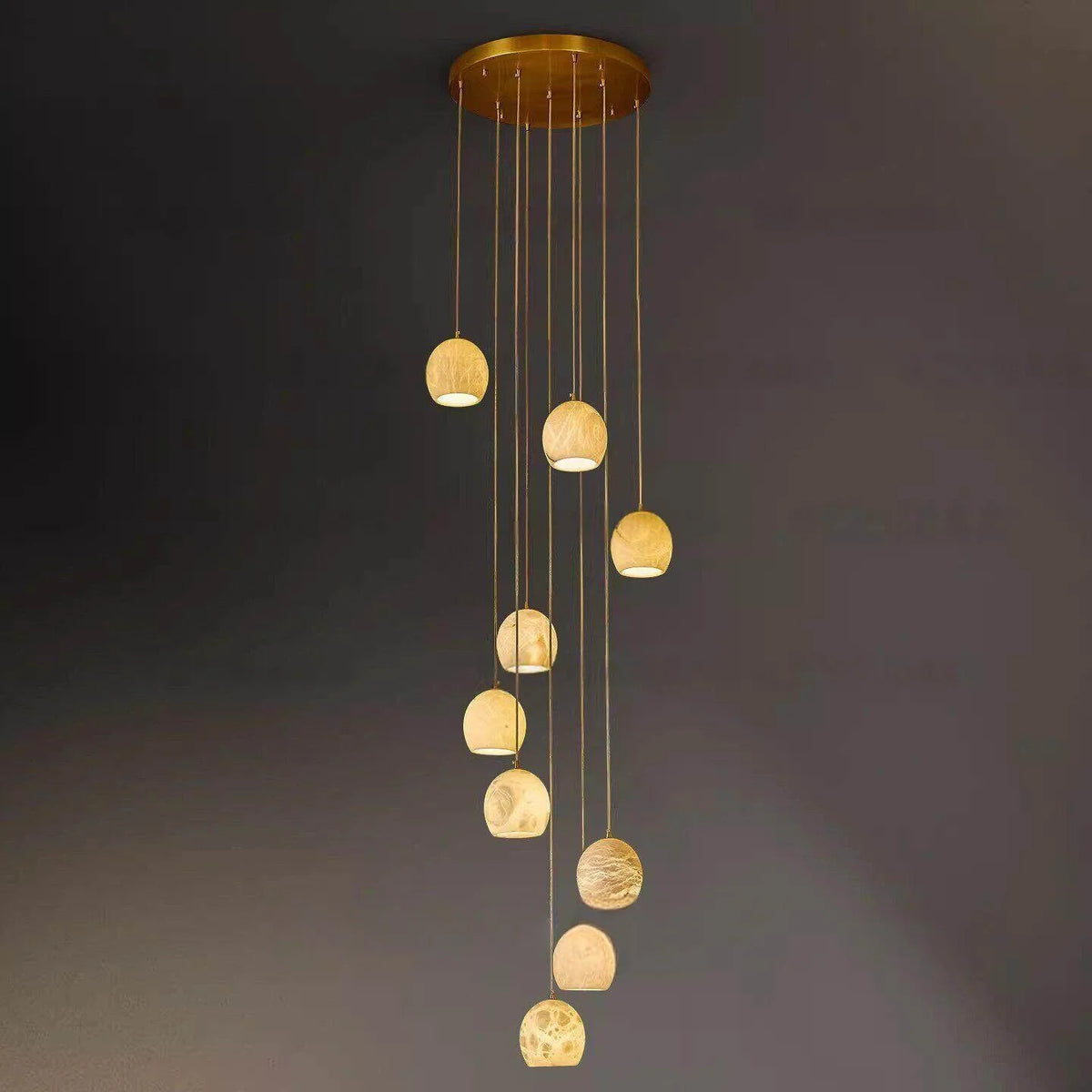 suspension lumineuse moderne marbre beige cuivre salon salle manger cuisine