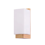 applique murale moderne led bois clair verre blanc éclairage chambre salon 16w 30w blanc