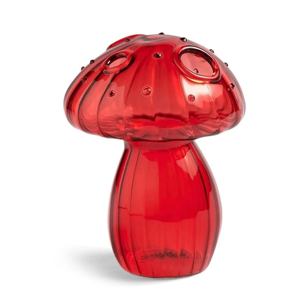 vases champignon moderne transparent rayures verticales marron rose vert rouge bleu orange