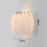 lampe murale moderne plumes blanc doré élégante LED salon chambre minimaliste romantique
