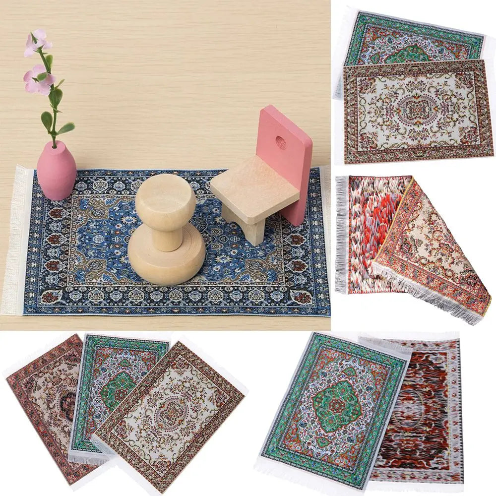 tapis miniature traditionnel classique bleu rouge motif animal opacité éducation jouet enfant plastique