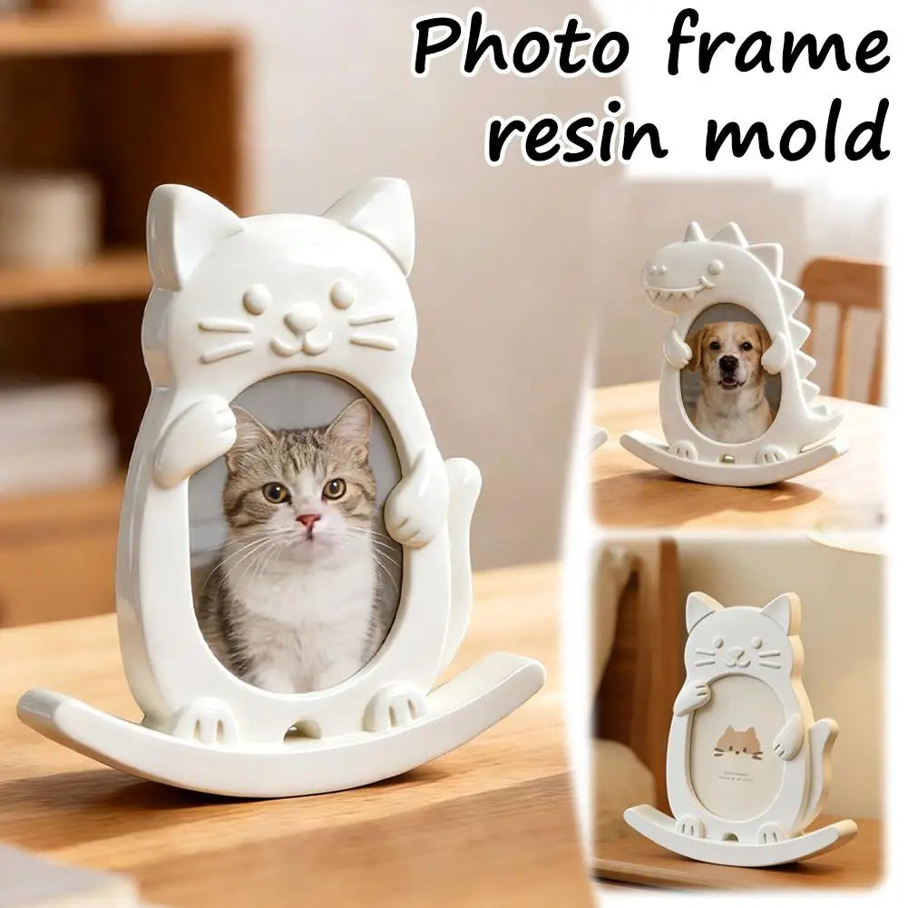cadre photo silicone animaux chien chat dinosaure blanc decoratif diy epoxy emboitable