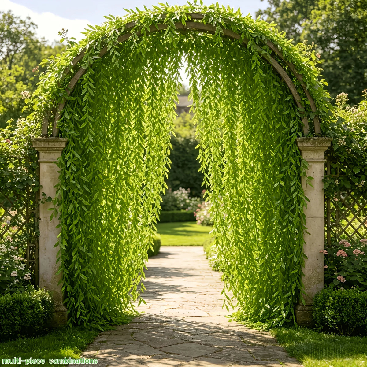 rideau artificiel feuilles vert clair décoration intérieure moderne clips anniversaire mariage fêtesValueHandling: