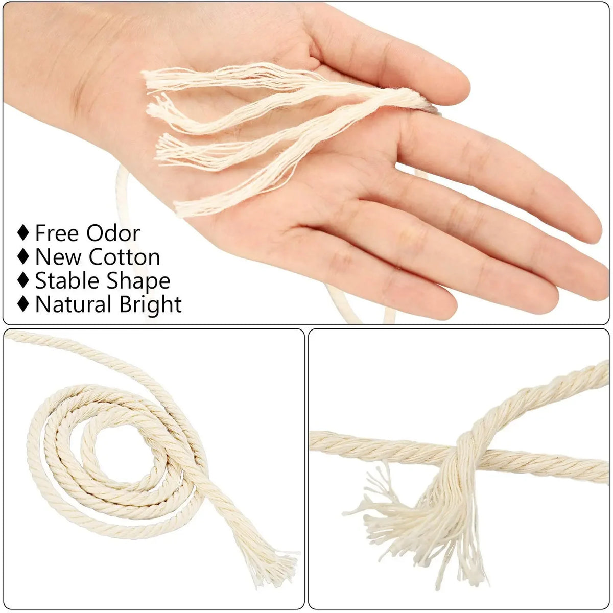 corde macramé coton naturel beige clair texture tissée franges boho artisanal