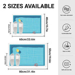 tapis bain moderne motif piscine bleu blanc absorbant rapide séchage décoration salle bain