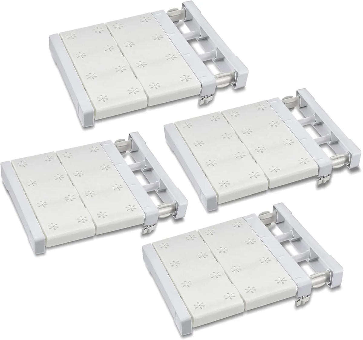 organisateur placard extensible métal blanc gris vêtements pliés rangement rétractable étagères perforées supports vis