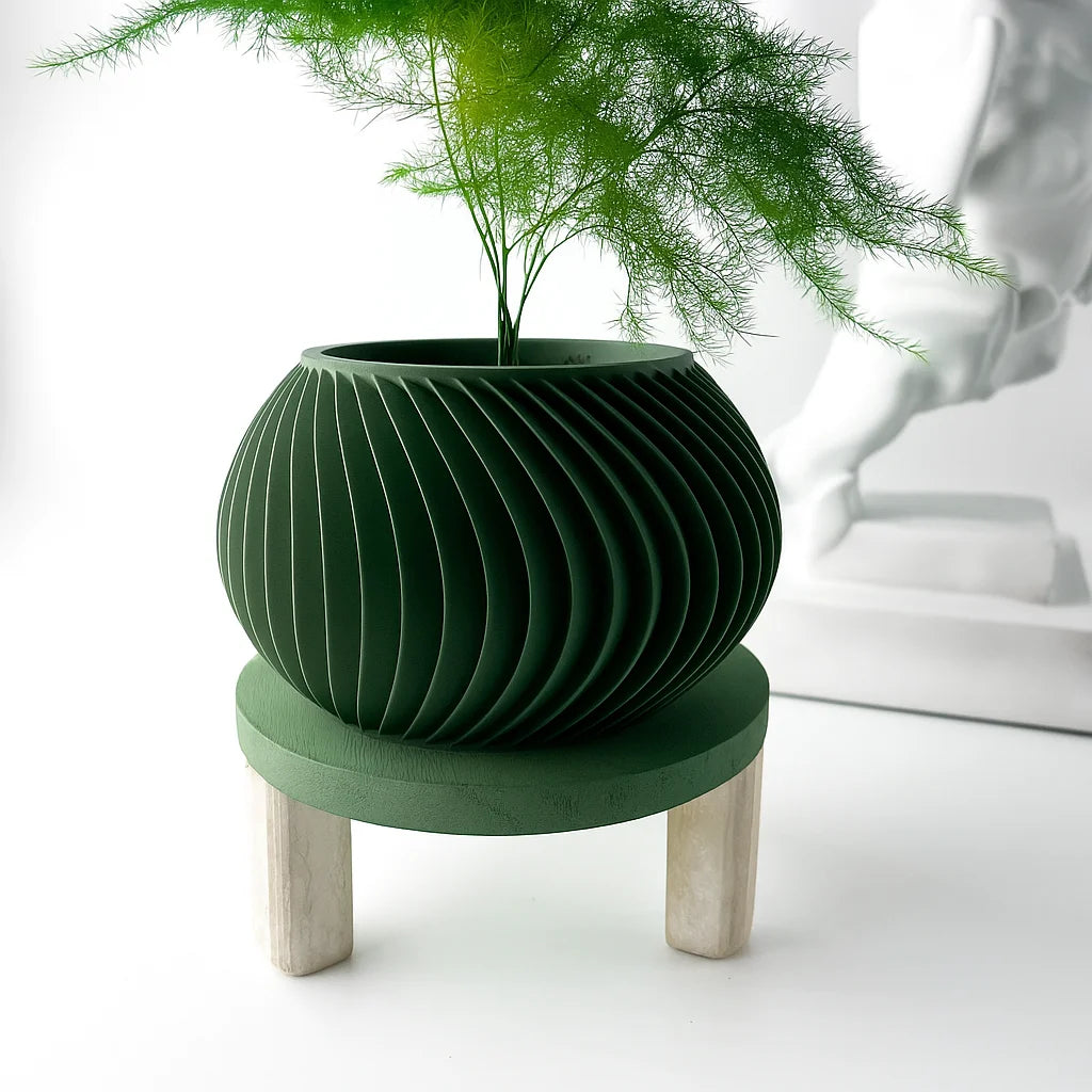 cache pot moderne rayures verticales couleur beige biodégradable pla durable écologiqueintérieur