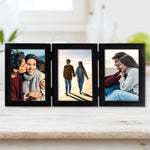 Cadre photo pliable triple moderne noir plexiglas 17x12cm photo 4x6inch
