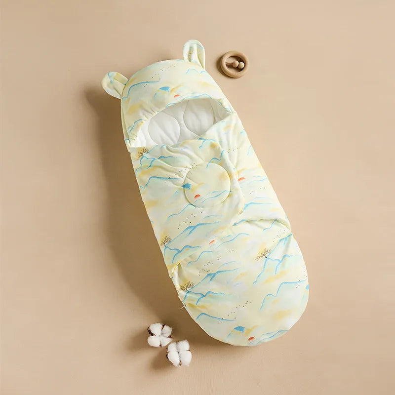 Sac couchage bébé fleurs animaux coton doux blanc rose pâle vert clair zip confortable