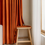 rideau moderne orange uni polyester épais coupe vent isolation sonore extérieur salon chambre