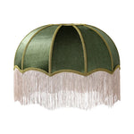 abat jour tissu broderie florale franges vintage palace beige vert rouge
