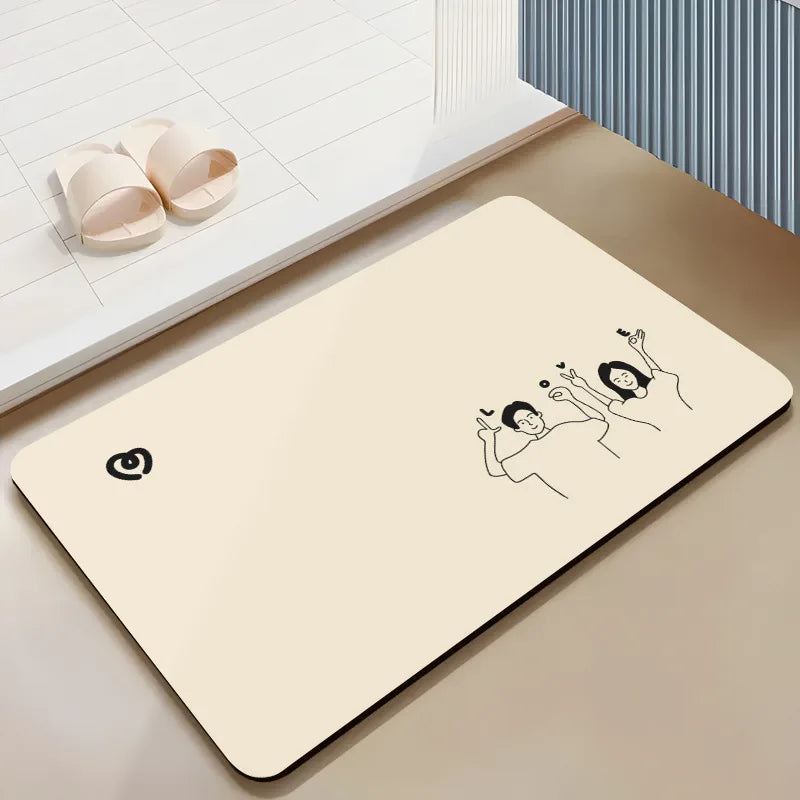 tapis sol salle bain beige clair motif ours panda soleil moderne enfantin intérieur