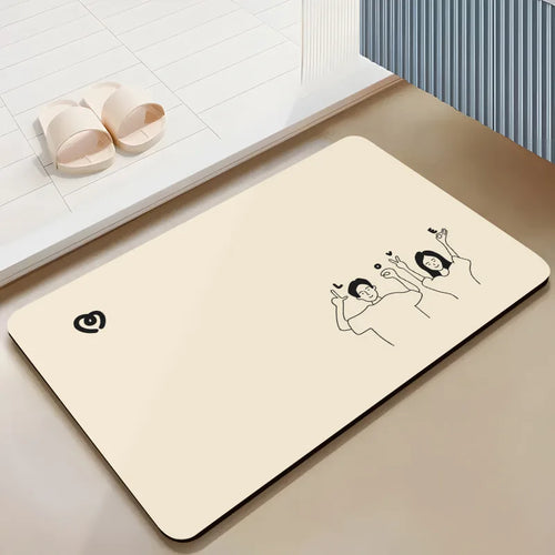 tapis sol salle bain beige clair motif ours panda soleil moderne enfantin intérieur
