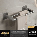 porte serviettes mural gris lisse double barre 30 40 50cm moderne minimaliste fixations murales