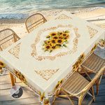 nappe fleur tournesol beige jaune serviettes inclusion extérieur mariage fête rustic classique imperméable