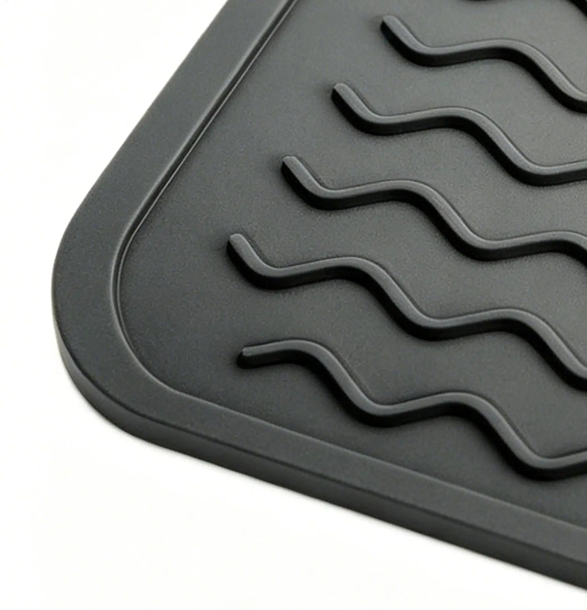 tapis cuisine silicone gris moderne tasse thé bol cuillère fourchette plateau ondulé
