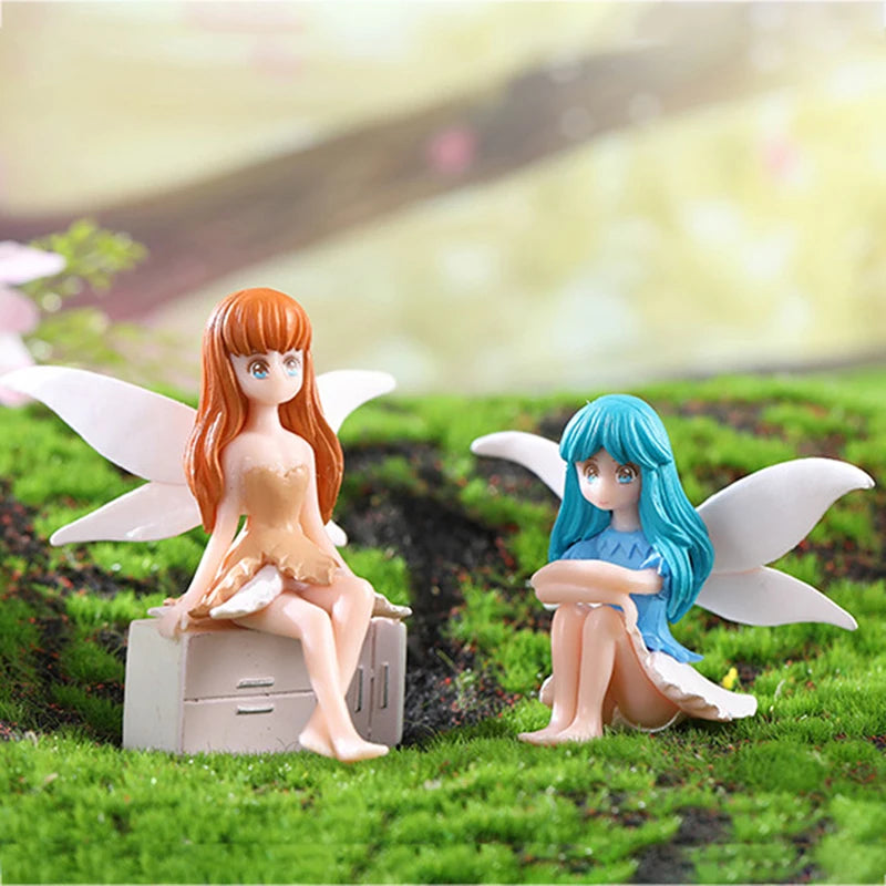 figurines fées décoratives dessin animé nouvelles années couleurs pastel vêtements ailes cheveux
