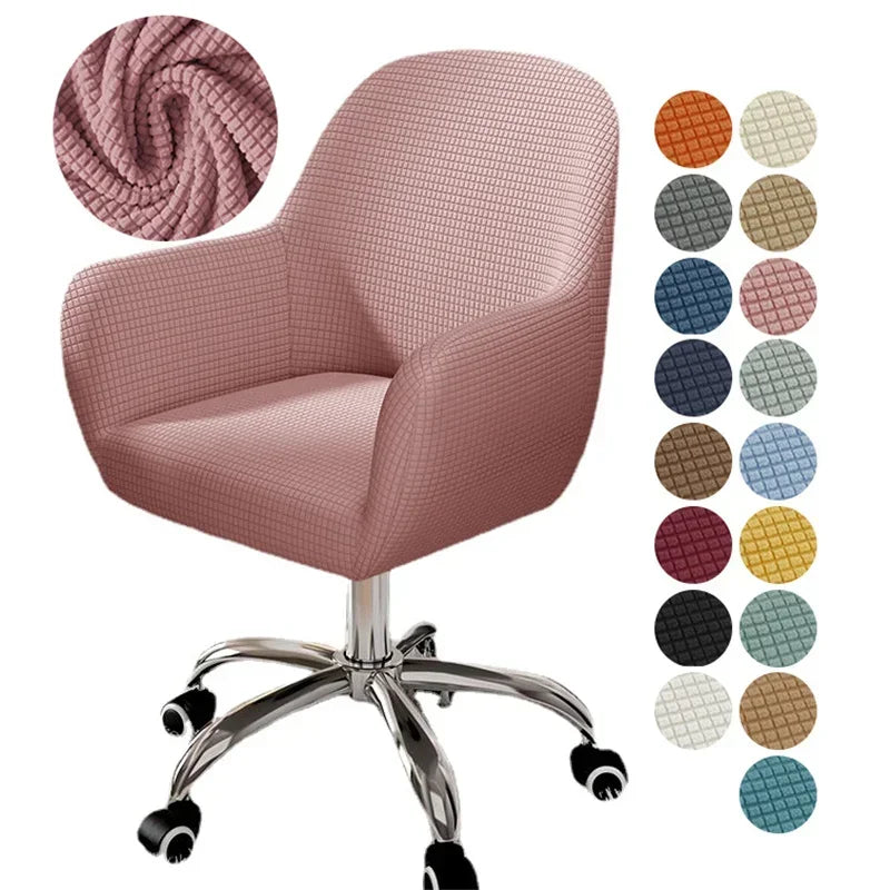 chaise moderne couverture tissu carreaux beige clair protection polyester elasthanne