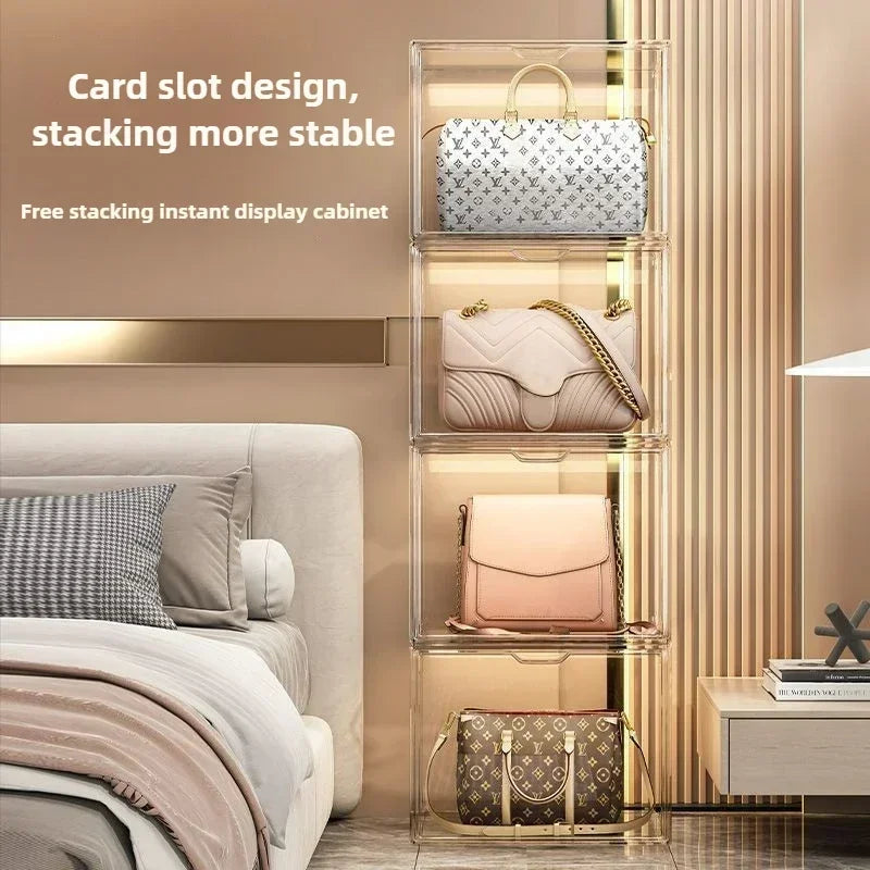 boîtes rangement transparentes modernes anti poussière empilables boîtes stockage minimalistes sacs parfums