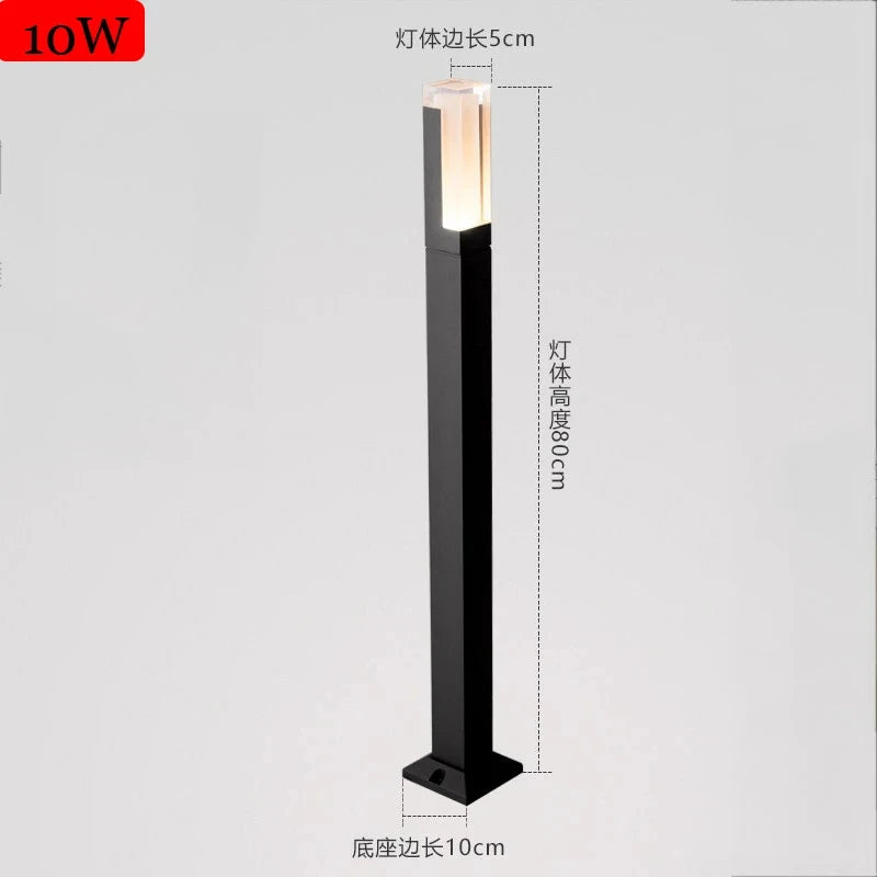 lampe sol moderne éclairage public led étanche ip65 noir base carrée câble électrique flux