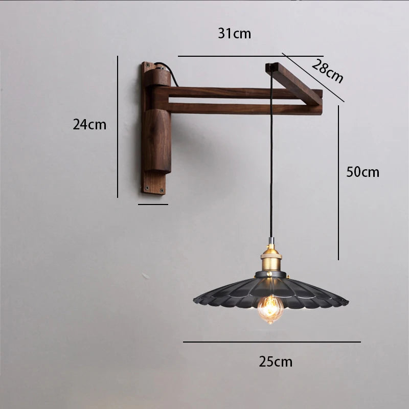 lampe murale bois moderne abat jour fleur industriel rustique chambre entrée