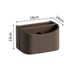 boîte rangement rotative cuir tressé marron gris moderne cosmétiques lunettes écouteurs pochette brosse maquillage