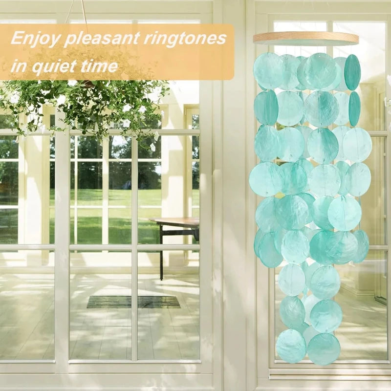 mobile musical wind chimes disques texturés turquoise vert clair zenextérieur jardin balcon