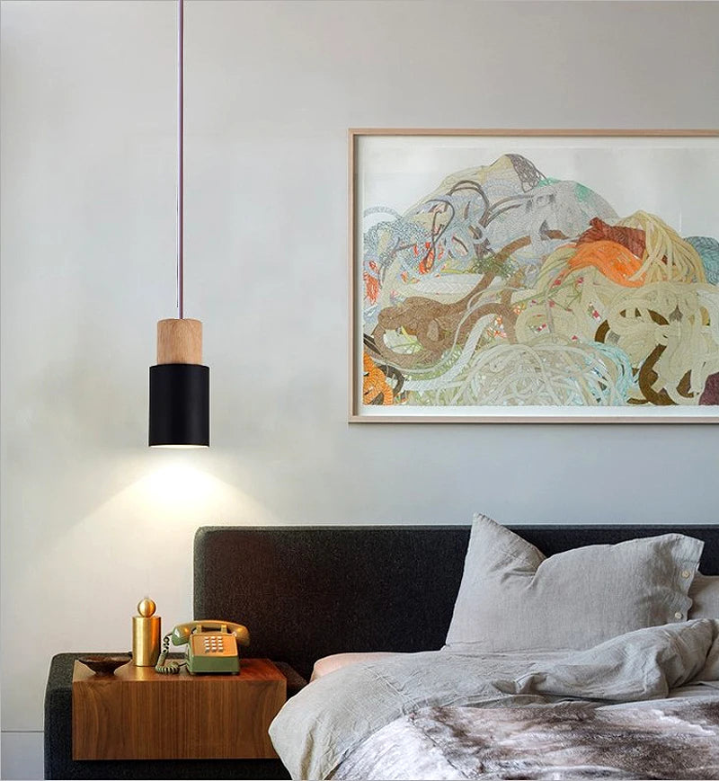 Suspension lumineuse minimaliste câble suspendu gris blanc noir lisse chambre salon étudehôtel