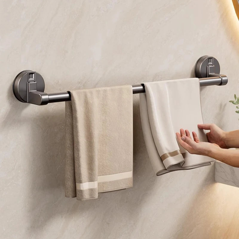 porte serviettes mural sans perçage ventouse aluminium moderne salle bain gris lisse