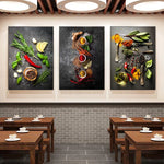 décoration murale art culinaire herbes épices condiments toile impression sans cadre vertical
