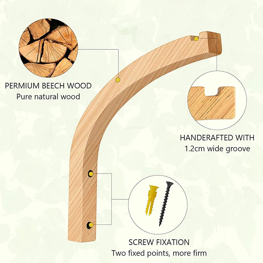 supports murals bois naturel clair plantes suspendues modernes vis fixations balcon maison