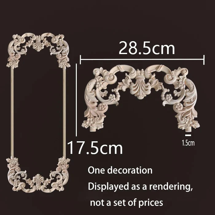 ornement mural bois blanc sculpture baroque fleurs motif classique décoration maison ancien décor