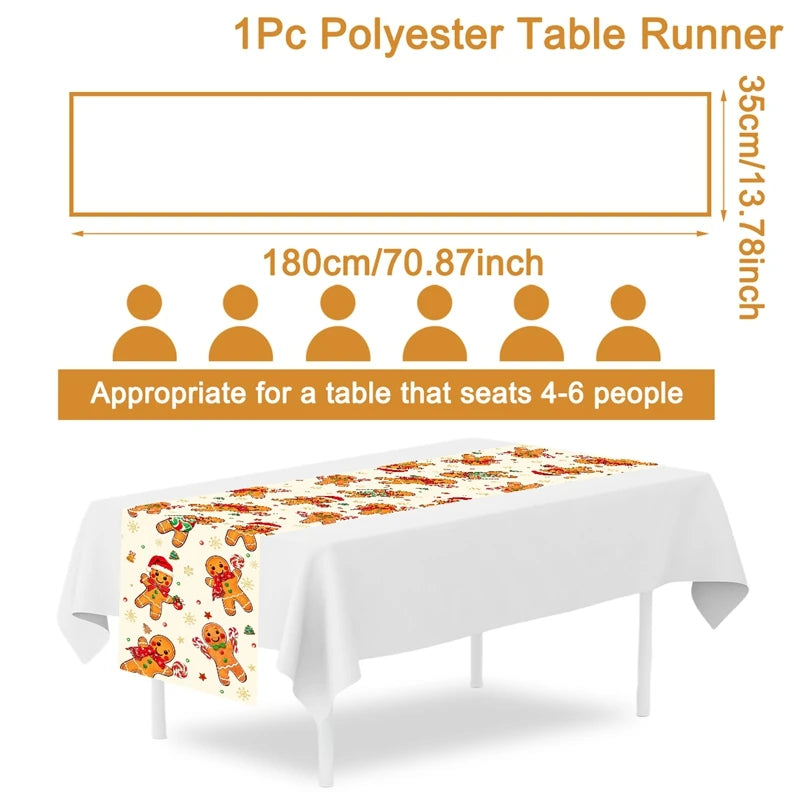 table cuisine noel chemin table festif pain epices decorations sapin guirlandes cadeaux festive hiver