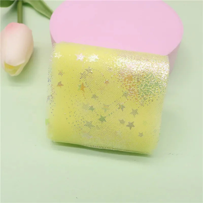 ruban decoratif brillant couleur bleu rouge violet rose jaune vert étoiles tissu polyester 6cm