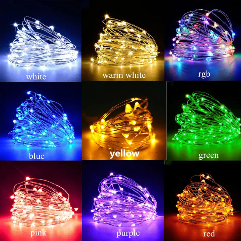 guirlande lumineuse led 20m fil cuivre blanc chaud moderne décoration extérieure fêtes noël mariage