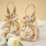 sac bonbons portable toile motif floral ruban blanc réutilisable emballage cadeau mariage anniversaire noël