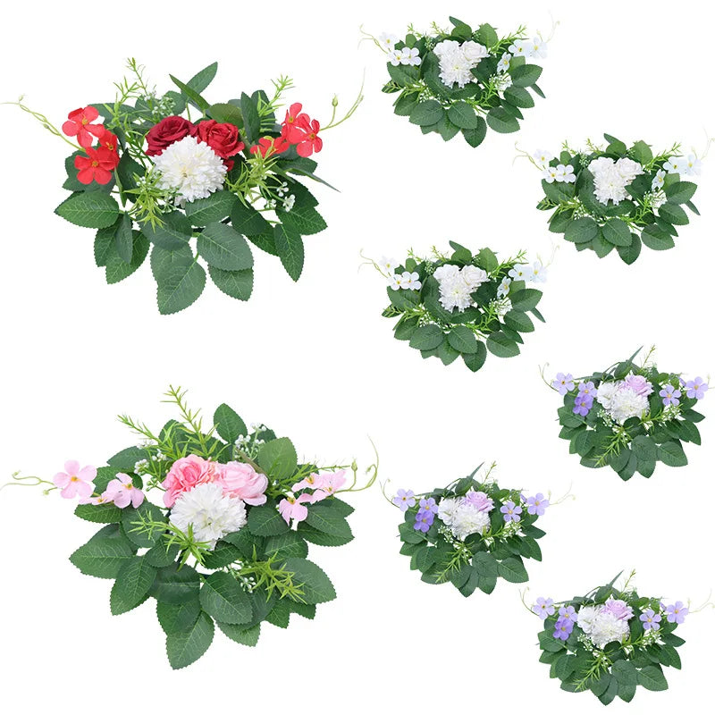 guirlandes florales artificielles couronne mariage décoration intérieure roses chrysanthèmes verte rouge