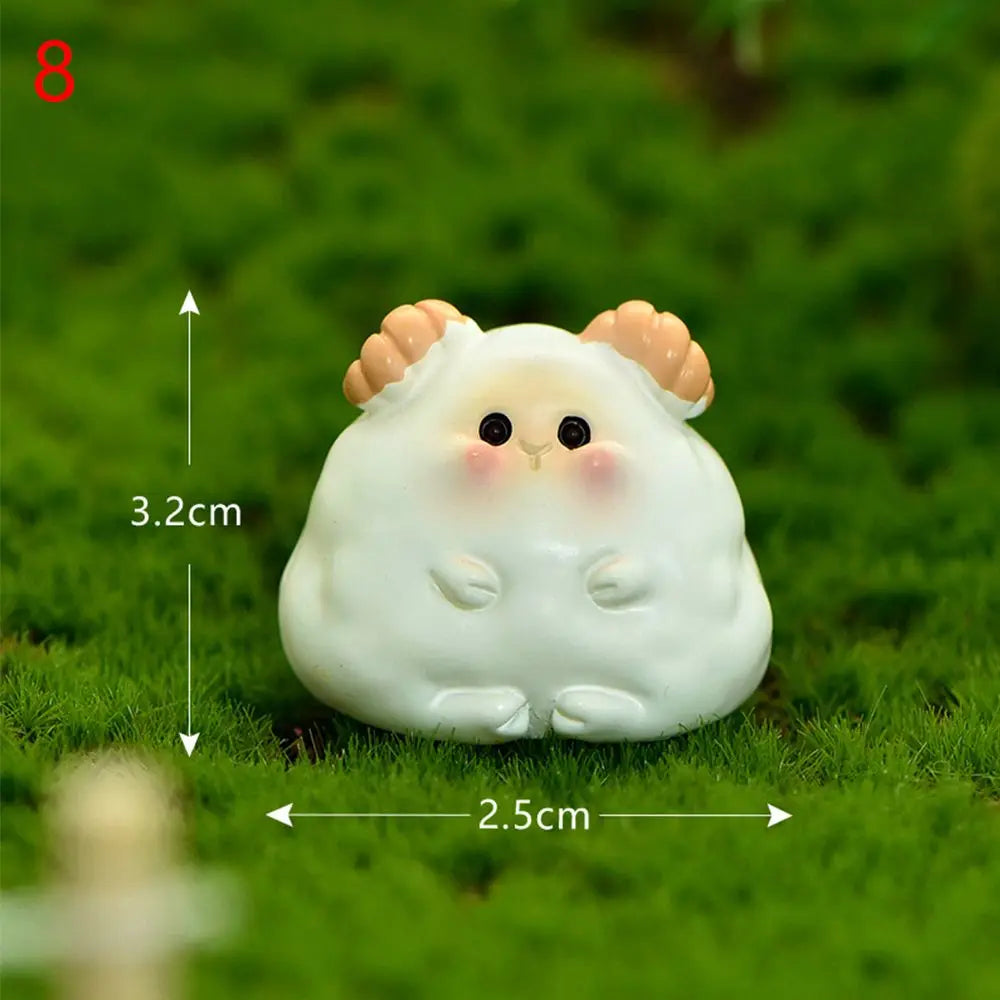 figurines animaux résine polie cartoon mignon dessin animé blanc bleu rose jaune vert accessoire