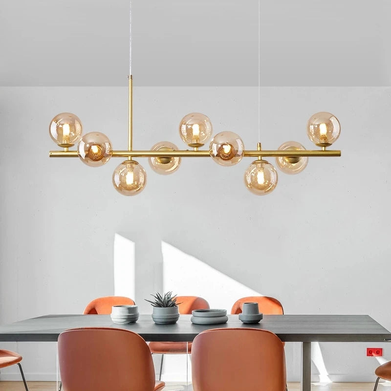 suspension luminaire moderne boule verre blanc translucide salon cuisine salle manger led noir
