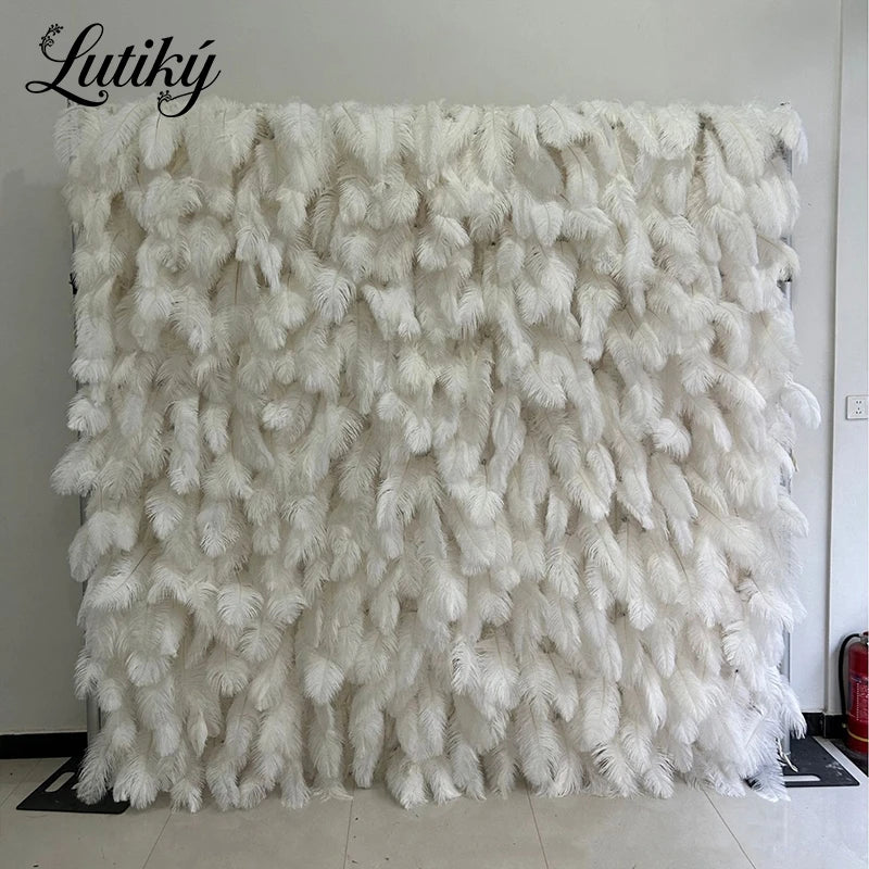 décoration murale rideau plumes blanc naturel rustique anniversaire mariage baby showerextérieur