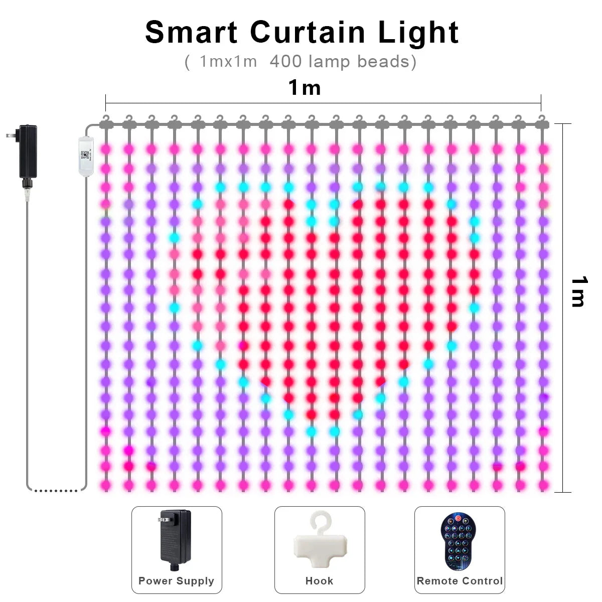 rideau lumineux led multicolore pixelé moderne synchronisation musique diy ip65