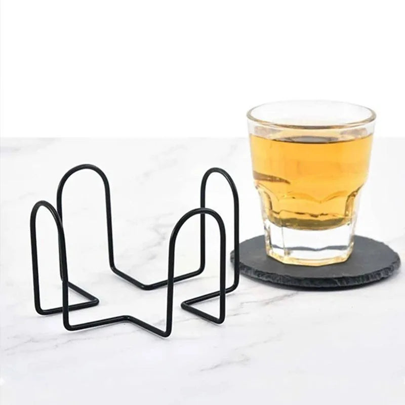 coasters noirs minimalistes support métallique rangement cuisine respectueux environnement utilisation multiple
