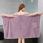 serviette bain douce microfibre violet bleu clair rose moderne poche élément décoratif absorbant confortable