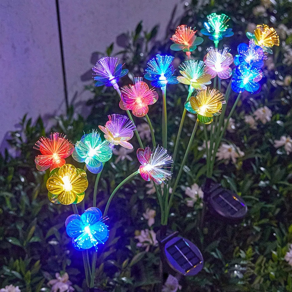 lampe solaire fleur multicolore transparente moderne extérieure jardin patio led étanche