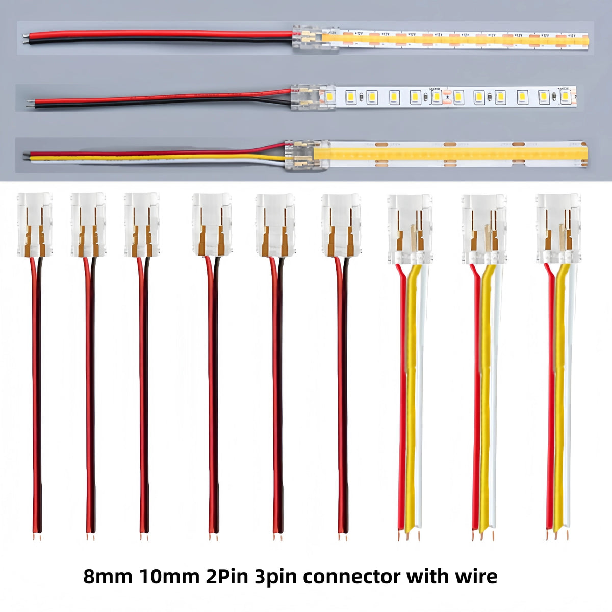 connecteur led transparent rouge jaune noir broches dorées moderne pratique clips câbles(rgb cct)