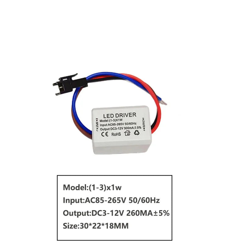 pilote led 1w 3w 260ma 450ma alimentation courant constant projecteur led driver blanc électronique