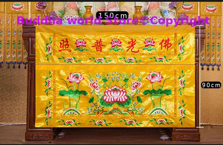 rideau decoration murale traditionnel fleurs lotus lettrage doré rouge opacité artisanal