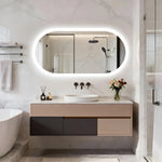 miroir lumineux ovale éclairage led moderne anti buée blanc beige gris